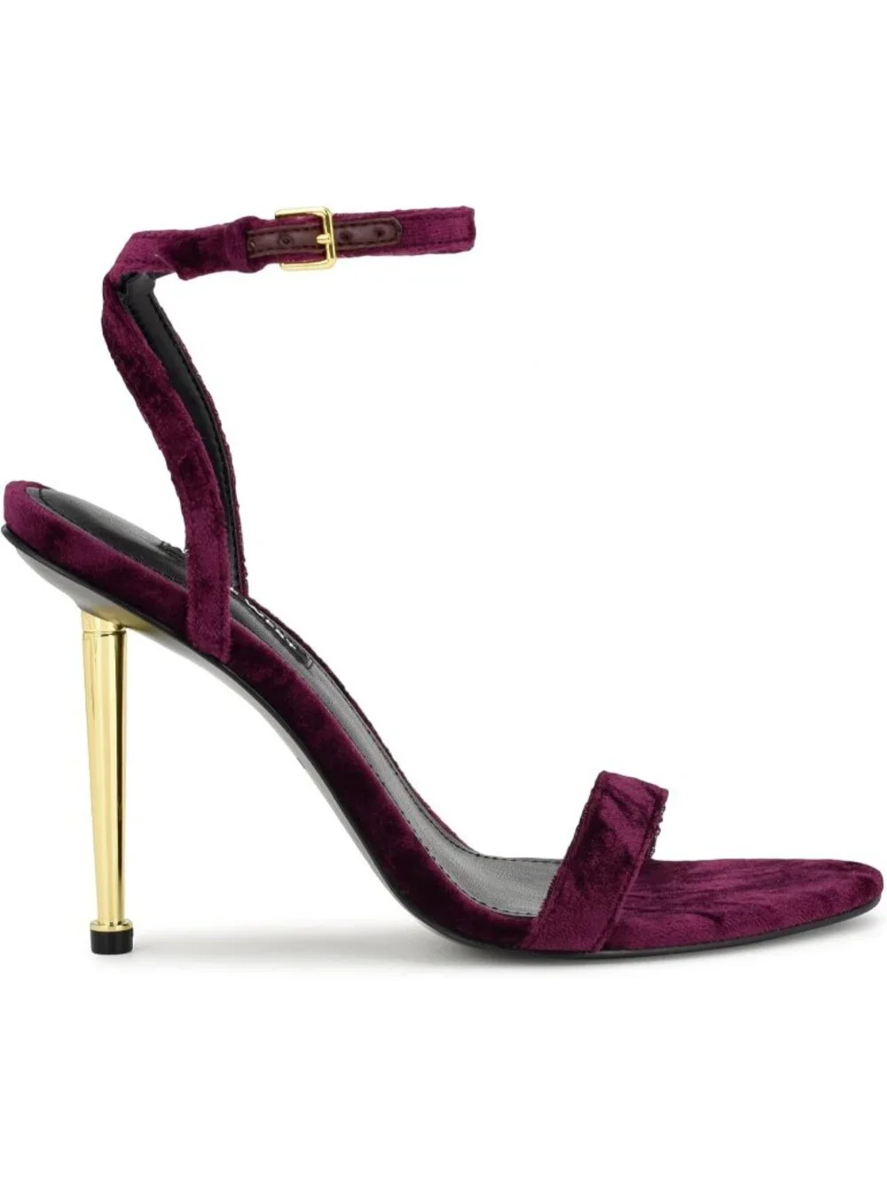 Women's Dark Purple Velvet Open Toe Ankle Strap Reina Stiletto Heel Sandal Shoes
